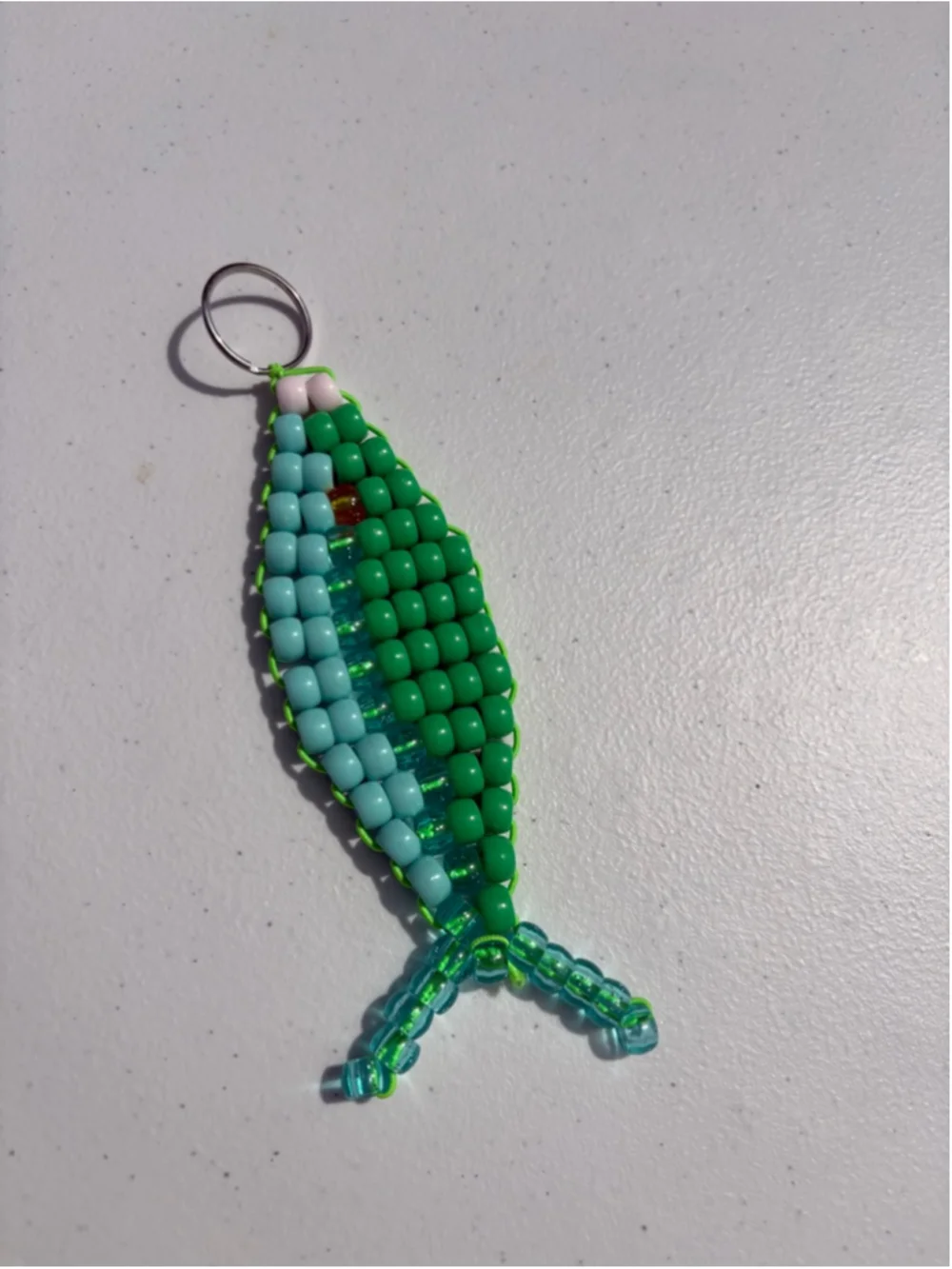Pony Beaded Fish Keychain One Size Green Blue